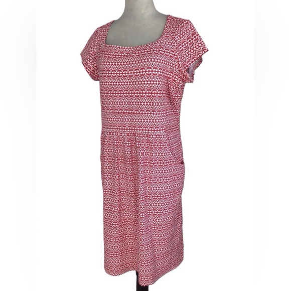 J McLaughlin Emma Dress Catalina Red Geometric Pockets SZ XL - Picture 2 of 10